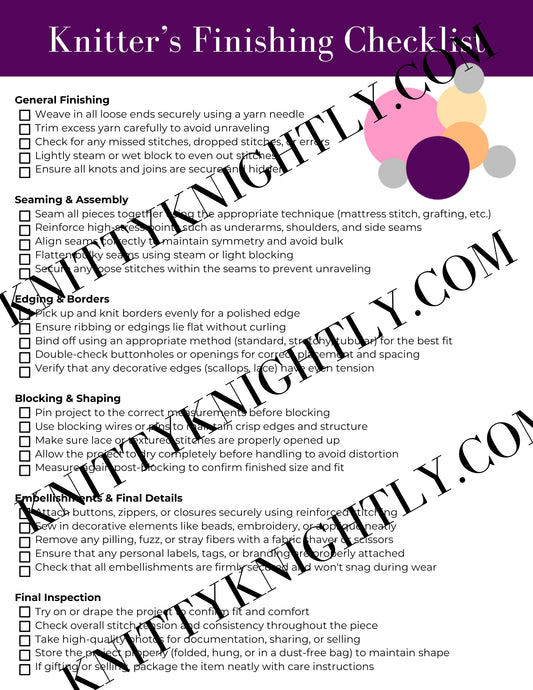 Knitter's Finishing Checklist